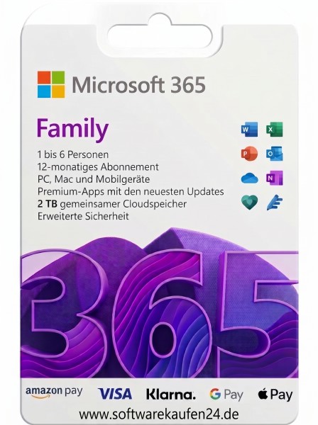 Microsoft Office 365 Family | für PC/Mac/Mobilgeräte